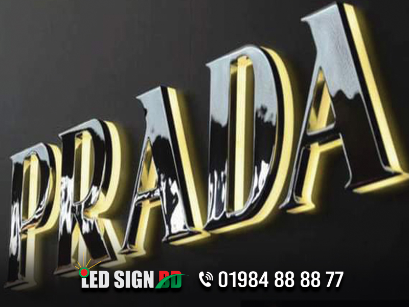 Acrylic and SS 3D Letter Backlit and frontlit signage goldeFB n, mirror, hairline