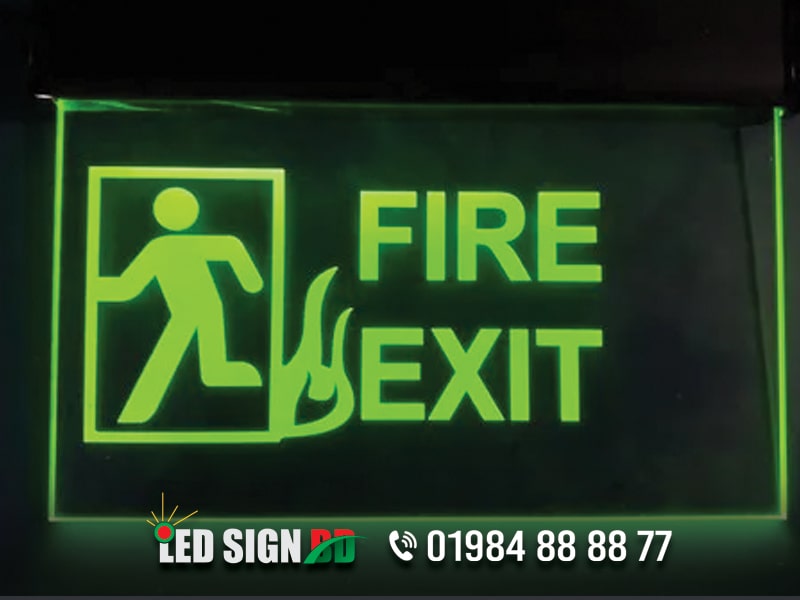 Fire Exit Sign With RIGHT Arrow Green, White Safety Sticker, Safety Signs & Equipment Compliant With Australian Standards, Health and Safety, Health and safety solutions for your business. led sign bd ltd.