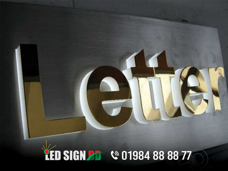 SS Top Letter, Acrylic High Letter, Acrylic 3D Letter Signage, 3D Backlit Stainless Steel,
