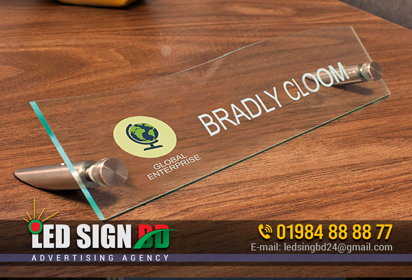 Glass Nameplate, Wooden nameplate bd , Glass nameplate with logo and letter signage in Dhaka Bangladesh.