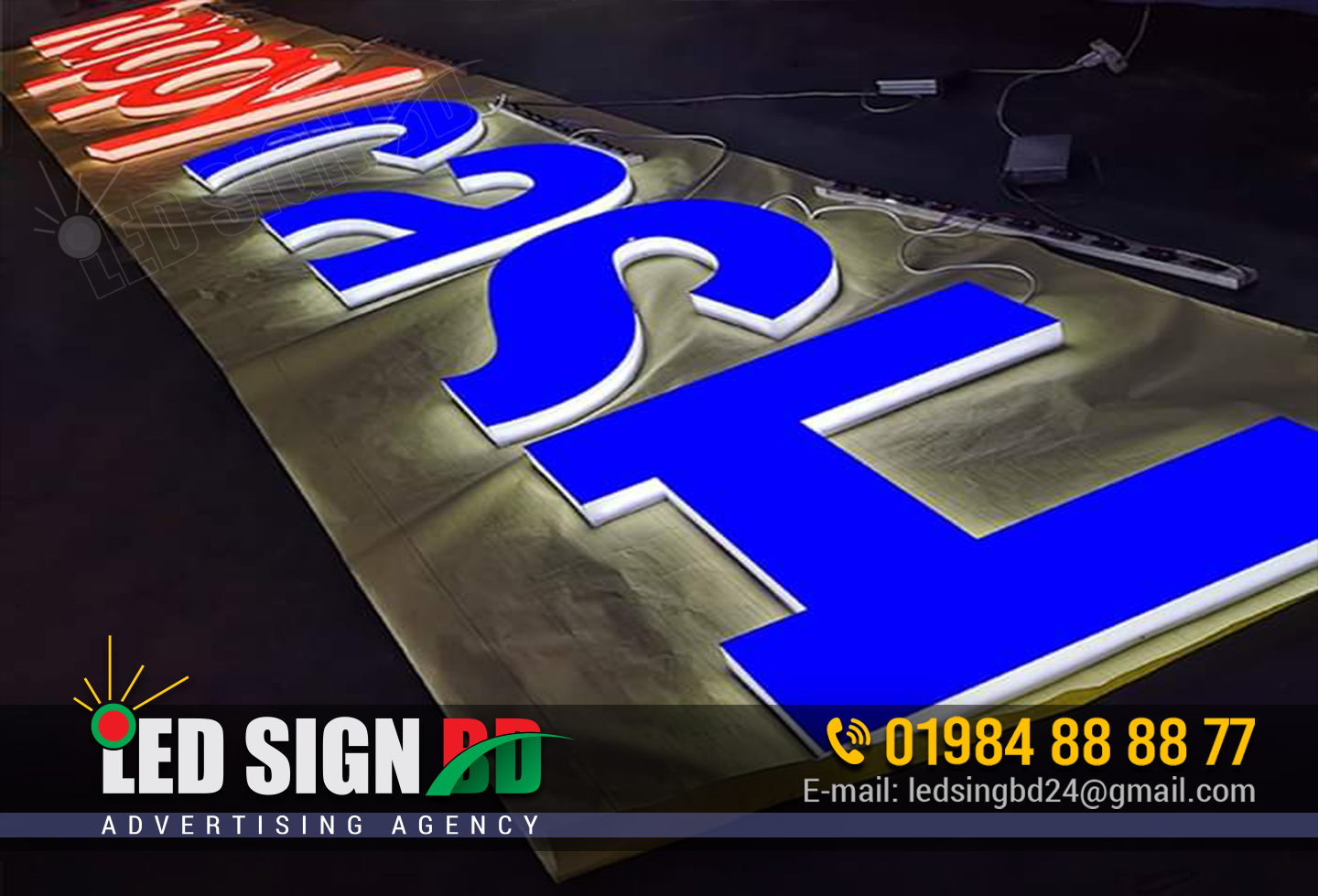 SS Bata Model Acrylic Letter Backside ss, Acrylic Logo Signage with Letter Signage