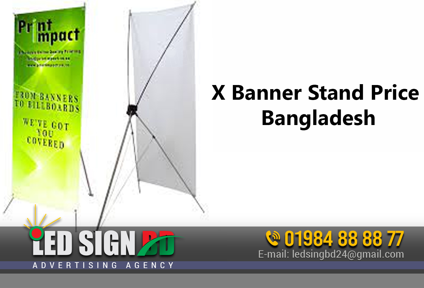 X Banner Stand Price in Bangladesh Leave a Comment / X Stand Pop up Stand / By LED Sign What is an X Banner Stand? X Banner Stand Price in Bangladesh Importance of X Banner Stands Versatility and Portability Cost-Effective Advertising Easy Setup and Reusability, X Banner Stand Price in Bangladesh Factors Affecting X Banner Stand Prices Quality of Materials Size and Dimensions Design Complexity Printing Technology X Banner Stand Price in Bangladesh Additional Features and Accessories Average X Banner Stand Prices in Bangladesh Small X Banner Stands Medium X Banner Stands Large X Banner Stands Where to Find X Banner Stands in Bangladesh Choosing the Right X Banner Stand for Your Needs Consider Your Purpose Evaluate the Quality Assess the Design and Printing Options Determine the Portability and Ease of Setup Compare Prices and Value for Money Conclusion FAQs What are X banner stands? What are the benefits of using X banner stands for advertising? How much do X banner stands typically cost in Bangladesh? Where can I buy X banner stands in Bangladesh? Can I customize the design and printing on an X banner stand?