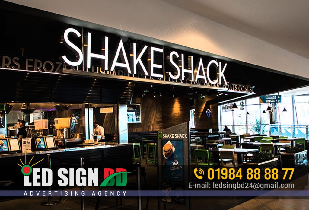 SHAKE SHACK SHOP ACRYLIC FRONT LIGHT LETTER SIGANGE IN BD