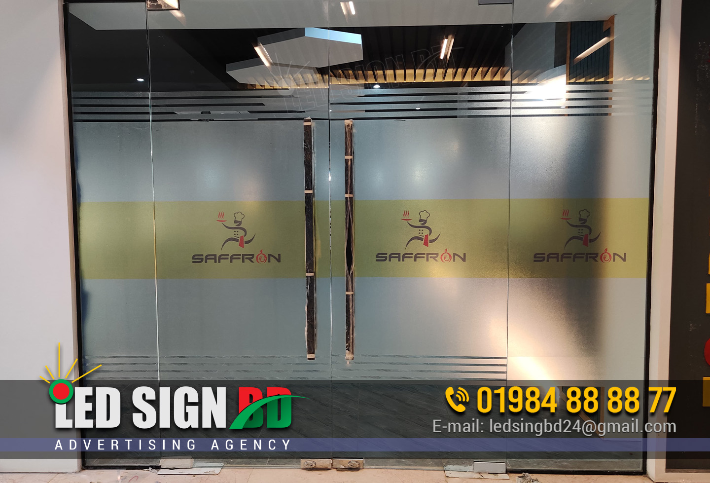 Office Glass Sticker Design and Printing with Vinyl, Inkjet, Frosted, Mat Lamination by an affordable price in Bangladesh. Phone: 01984888877