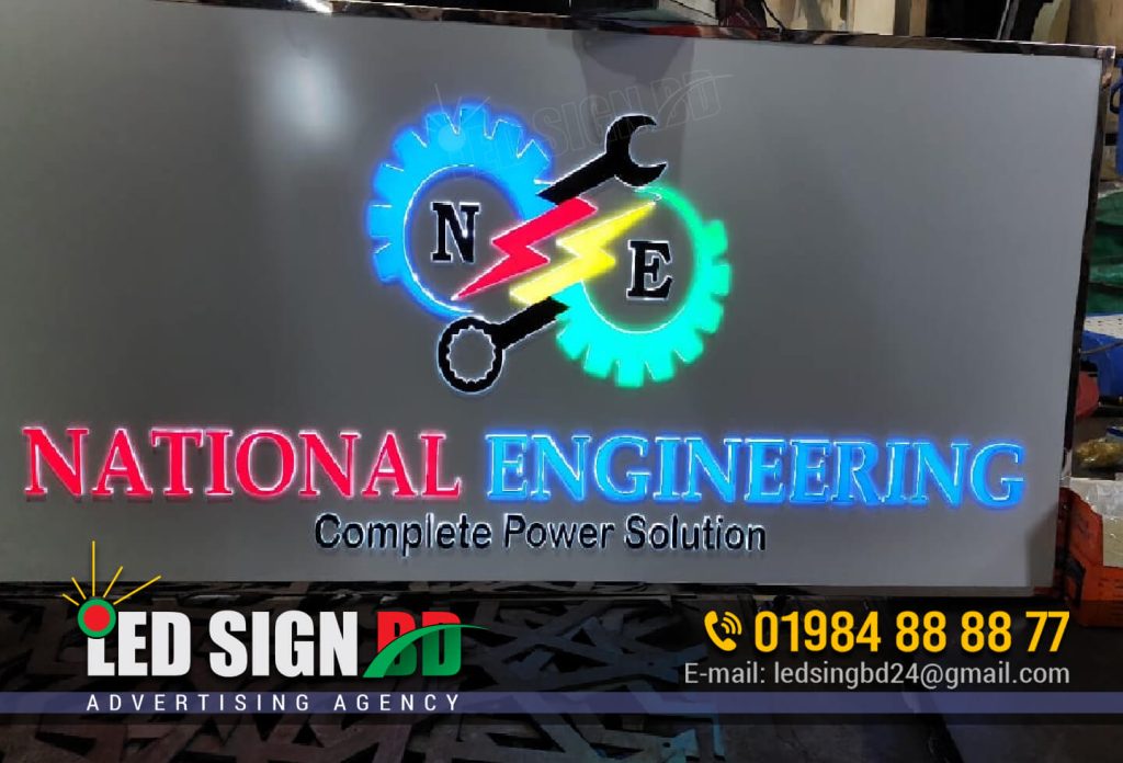 National Engineering Complete Power Solution Office indoor Acrylic LED Logo and Letter Name Plate Made by LED Sign BD Ltd,.