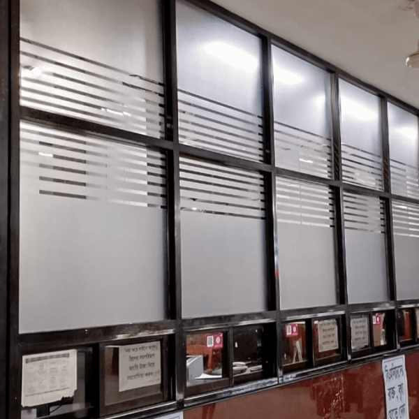 Decorate your office space with Thai glass sticker stickers. Frosted glass stickers for hospital and office interior design and printing service in Dhaka.