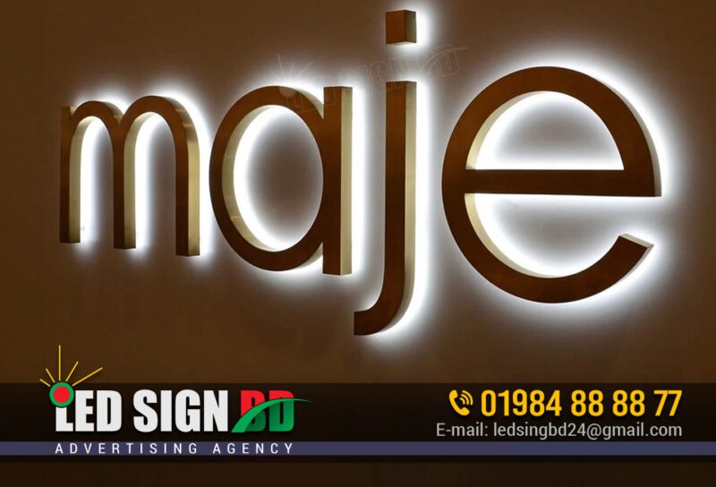 Gold COLOR SS LETTER, Gold COLOR SS BACKLIT LETTER SIGNAGE IN DHAKA BANGLADESH