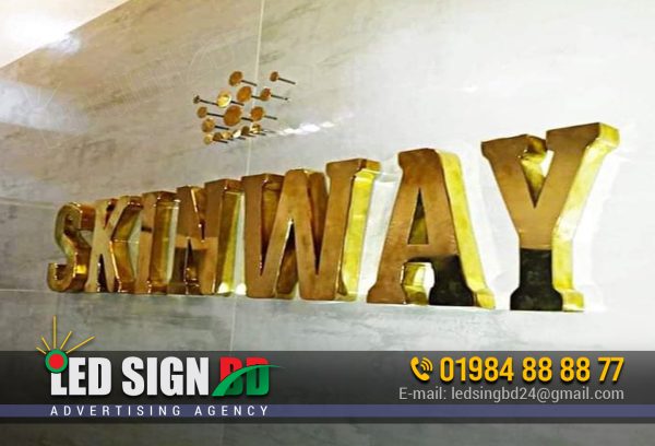 Golden Color SS Top Letter Sign Board