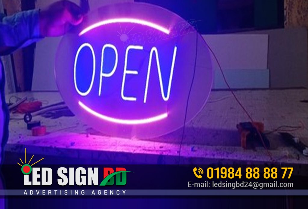 Open Neon Sign Board