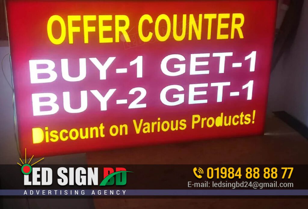 Offer Counter LED Name Plate, Discount Banner Festoon for Showroom