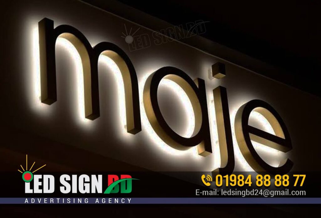 Stainless Steel Backlight Letters, Best LED Sign Board in Barguna