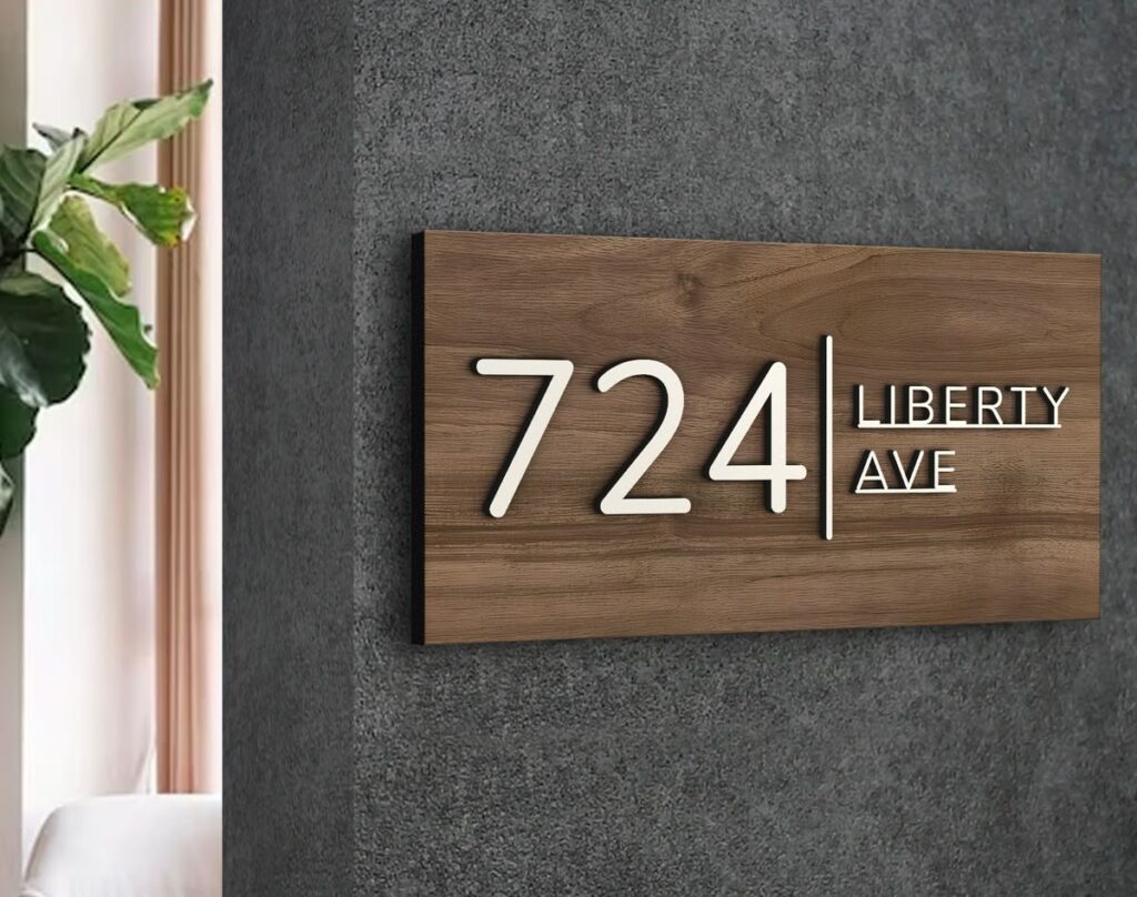 Wooden name plate with engraving