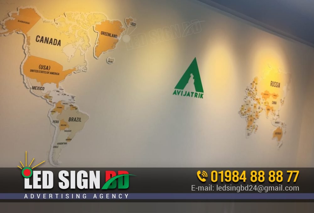 Wall LED Map - LED SIGN BD LTD | Custom LED Sign Board, Name Plate ...