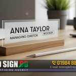 Desk Glass Nameplate for Managing Director