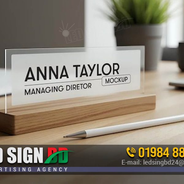 Desk Glass Nameplate for Managing Director