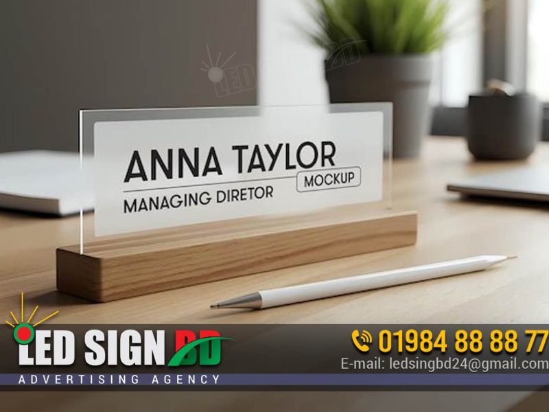 Desk Glass Nameplate for Managing Director