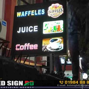 LED Logo for Waffeles Juice and Coffee Shop