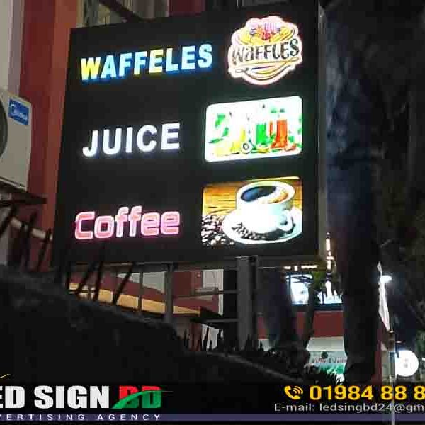 LED Logo for Waffeles Juice and Coffee Shop