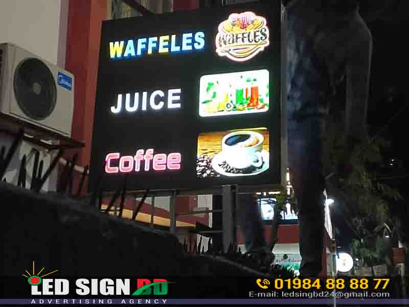 LED Logo for Waffeles Juice and Coffee Shop