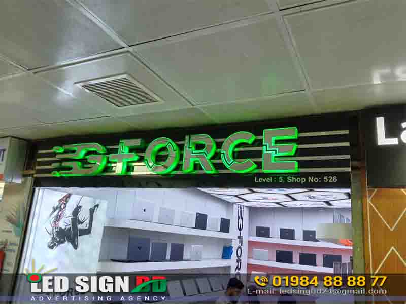 Backlit Acrylic 3D Letter for Laptop Showroom OOH Advertising